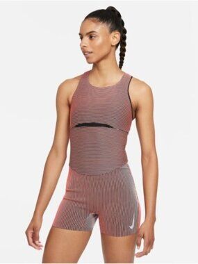Nike Red and Black Striped Racerback Jumpsuit Romper